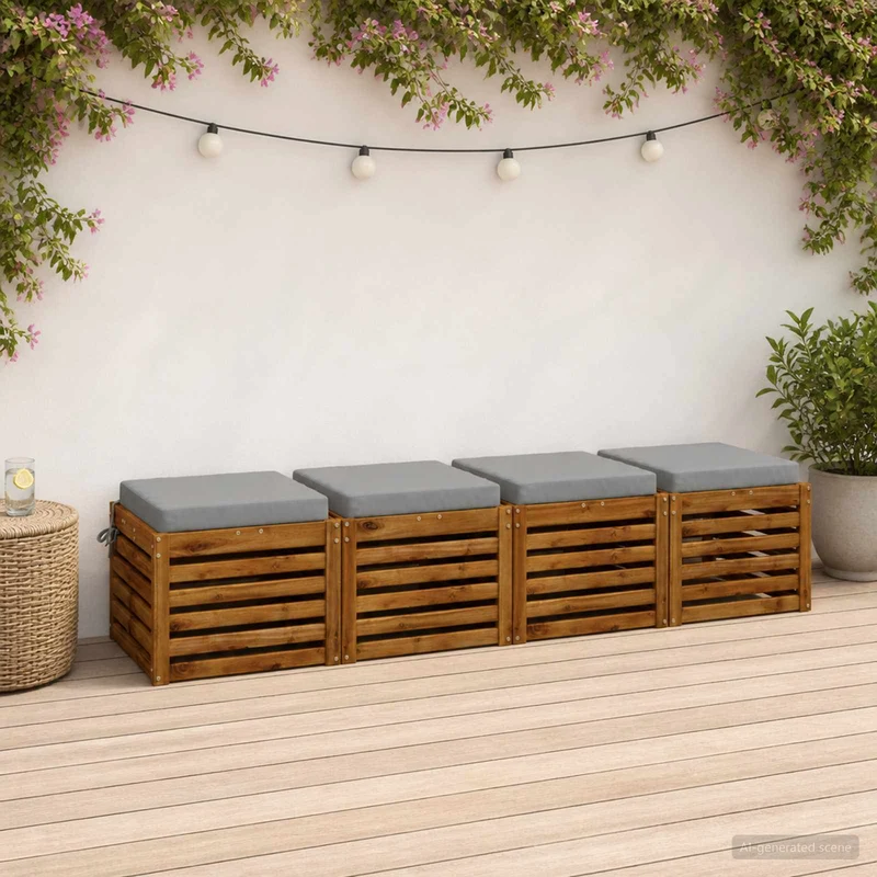 Seat Cushions SOEST 4 pcs 100% Polyester Grey 40 x 40 x 7 cm