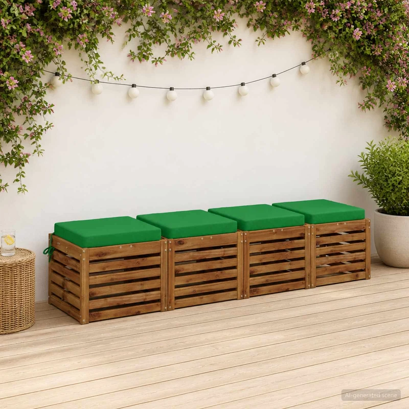 Seat Cushions SOEST 4 pcs 100% Polyester Green 40 x 40 x 7 cm