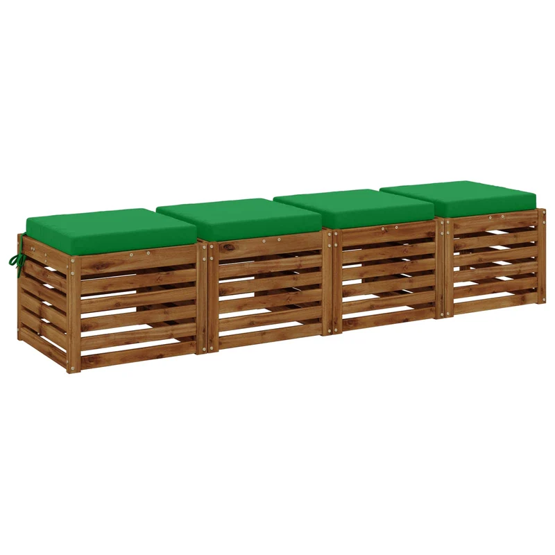 Seat Cushions SOEST 4 pcs 100% Polyester Green 40 x 40 x 7 cm