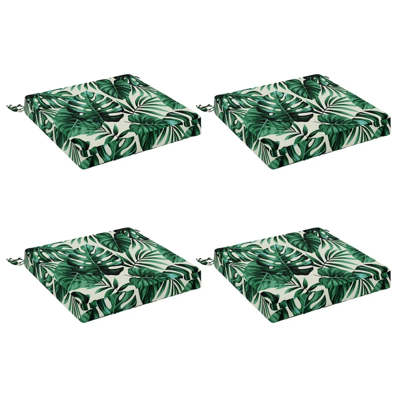 Seat Cushions SOEST 4 pcs 100% Polyester Leaf Pattern