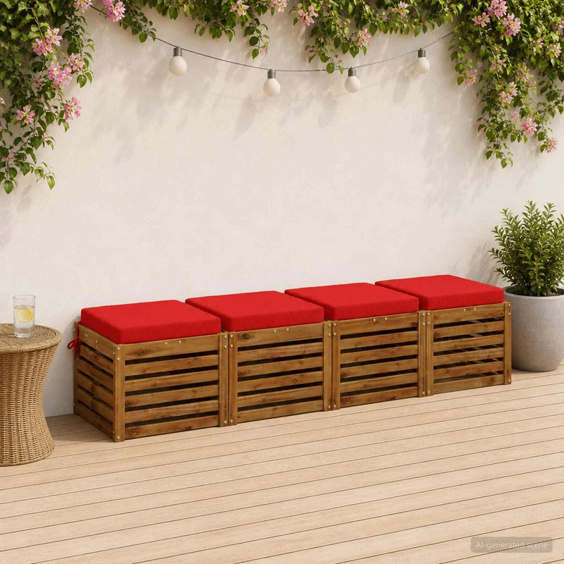 Seat Cushions SOEST 4 pcs 100% Polyester Red 40 x 40 x 7 cm