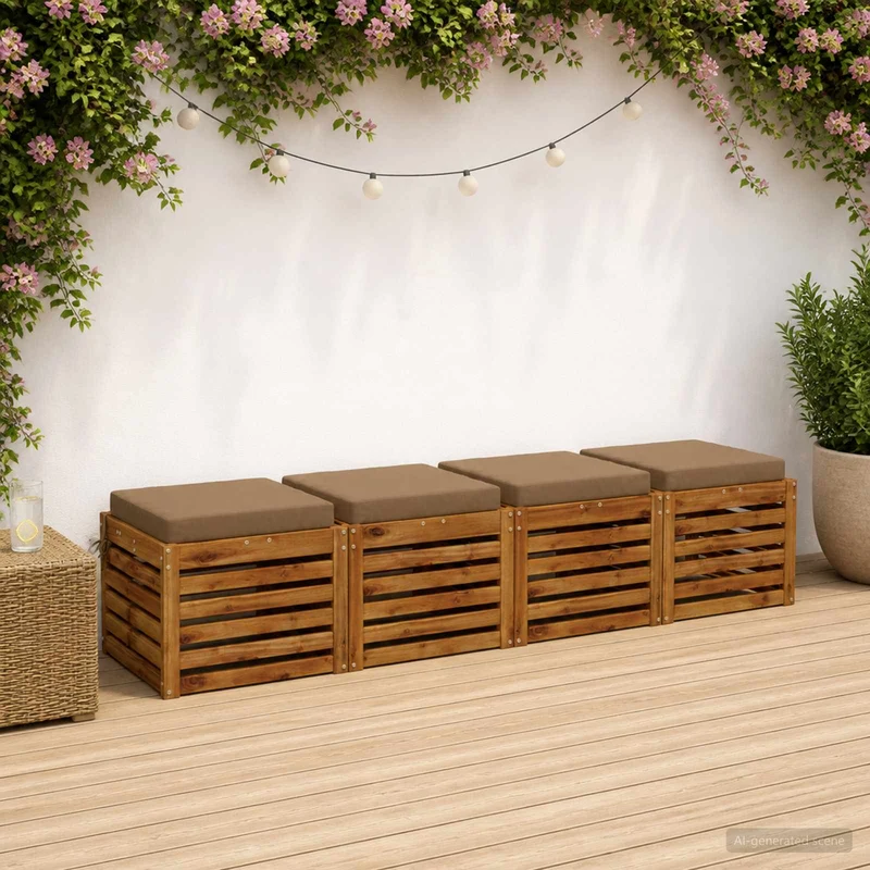 Seat Cushions SOEST 4 pcs 100% Polyester Taupe 40 x 40 x 7 cm