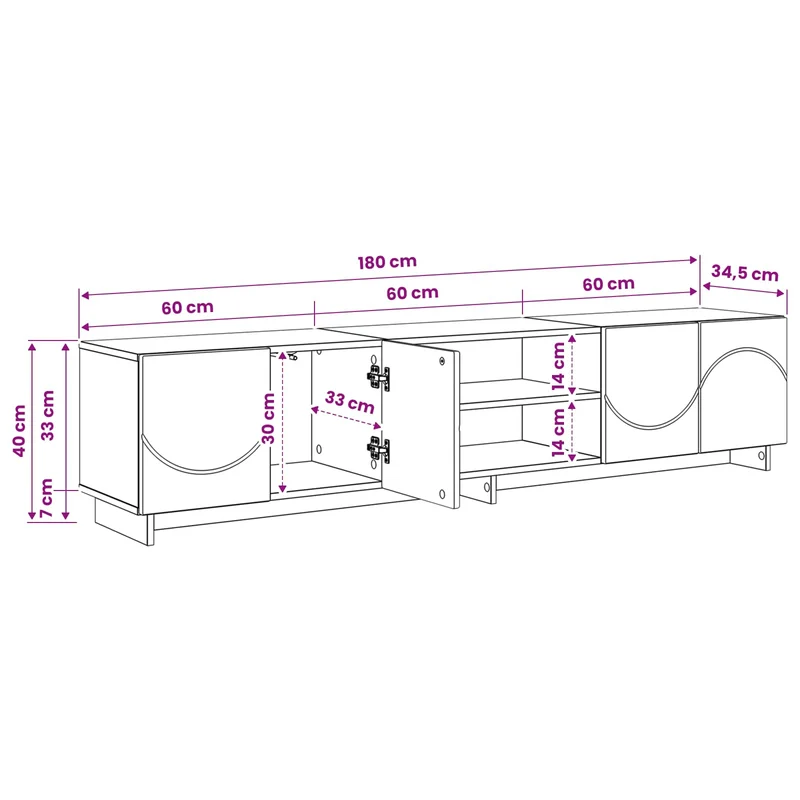 TV Stand 180 x 34.5 x 40 cm Artisan Oak Engineered Wood