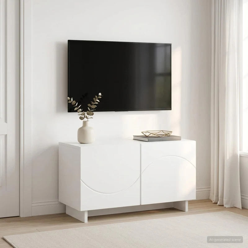 TV Stand 60 x 34.5 x 40 cm White Engineered Wood