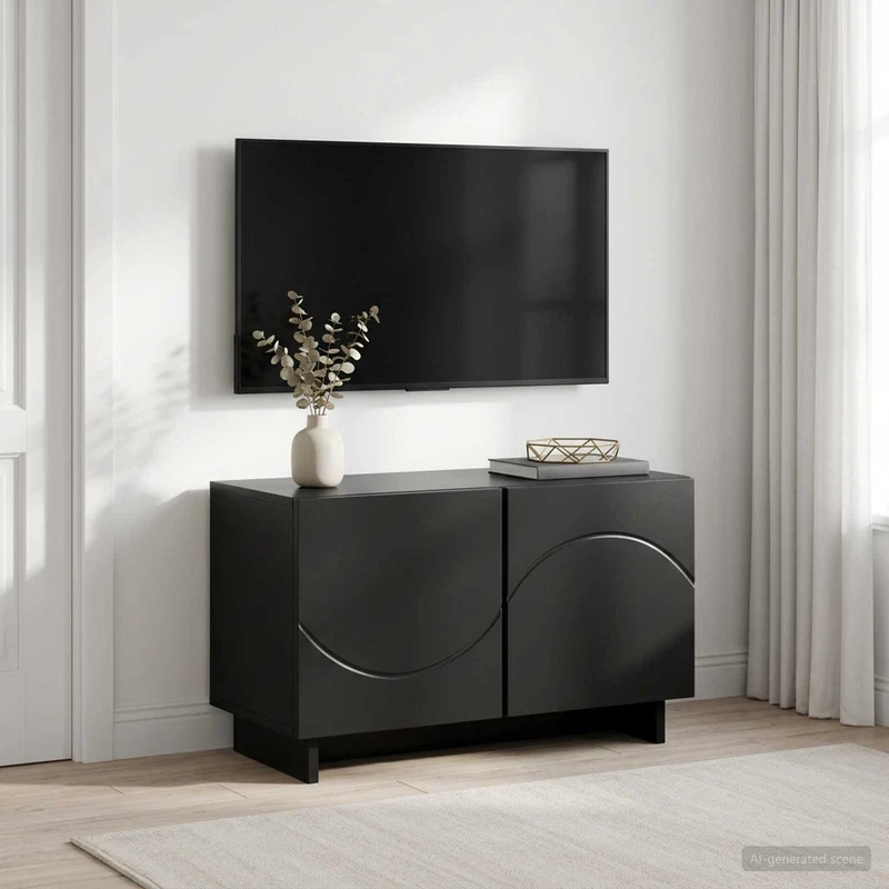 TV Stand 60 x 34.5 x 40 cm Black Engineered Wood