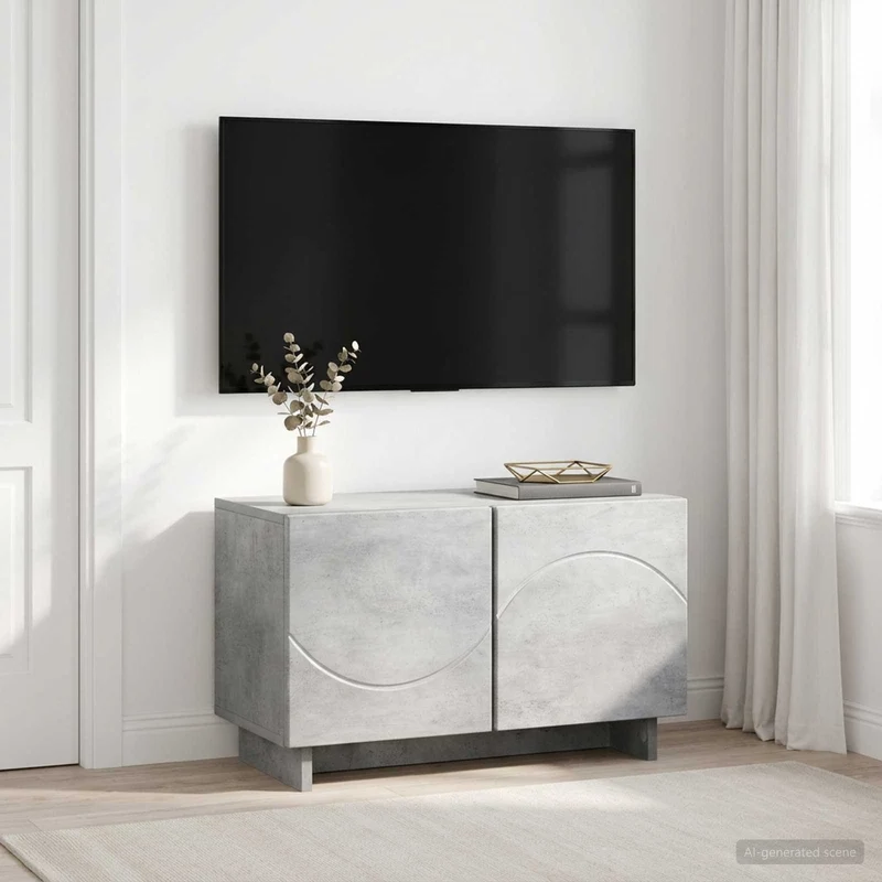 TV Stand 60 x 34.5 x 40 cm Concrete Grey Engineered Wood