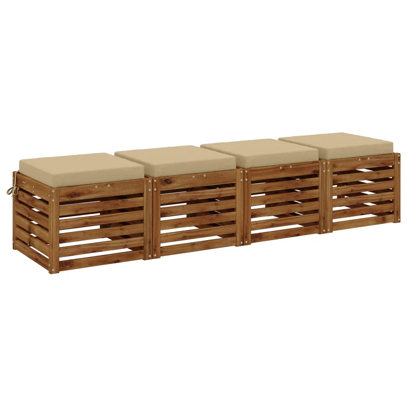 Seat Cushions SOEST 4 pcs 100% Polyester Beige 45 x 45 x 7 cm