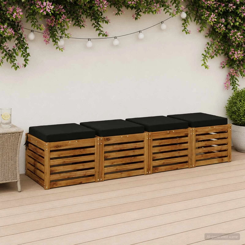 Seat Cushions SOEST 4 pcs 100% Polyester Black 45 x 45 x 7 cm
