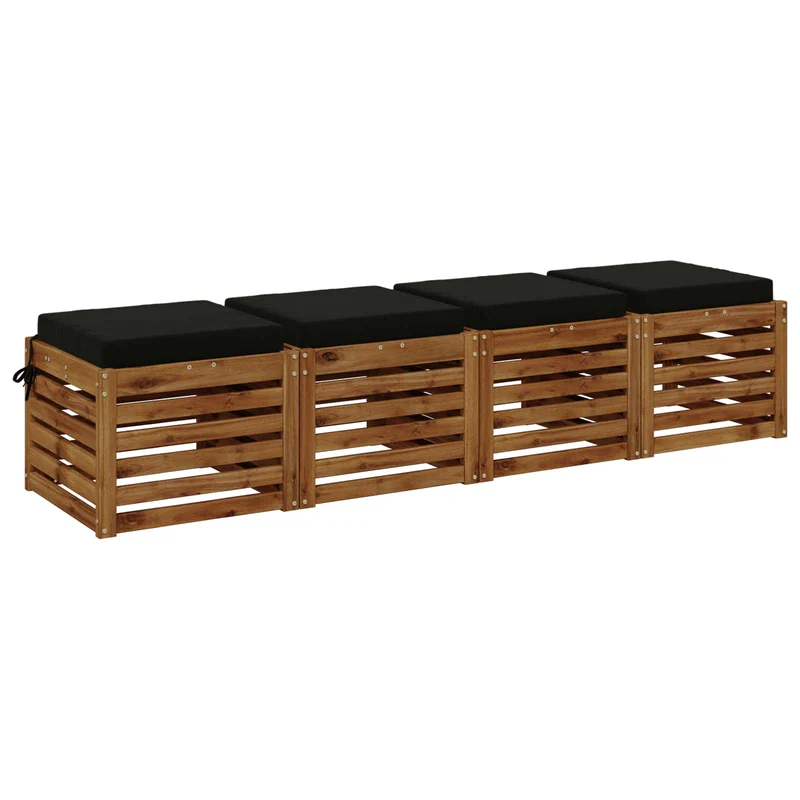 Seat Cushions SOEST 4 pcs 100% Polyester Black 45 x 45 x 7 cm