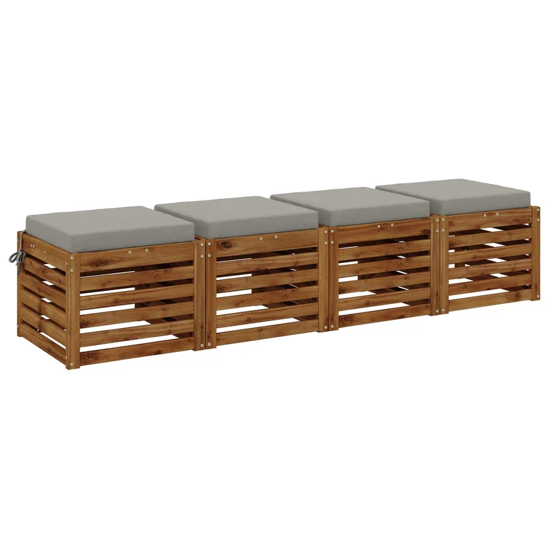 Seat Cushions SOEST 4 pcs 100% Polyester Grey 45 x 45 x 7 cm