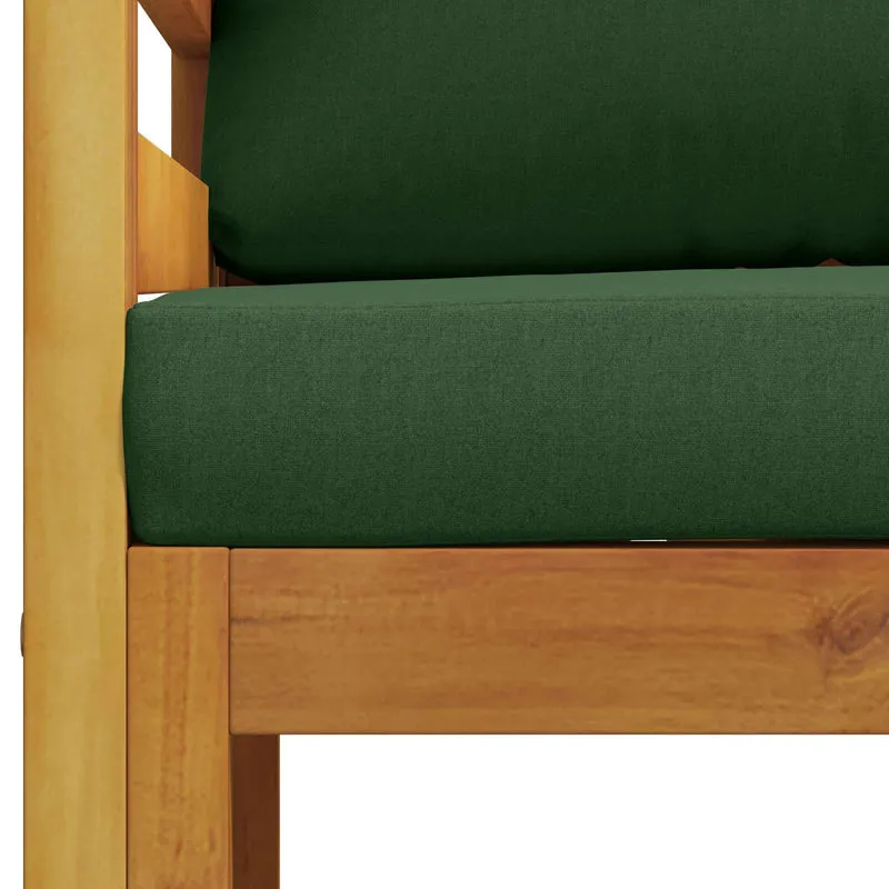 Sectional Armchair with Cushions Solid Acacia Wood Natural