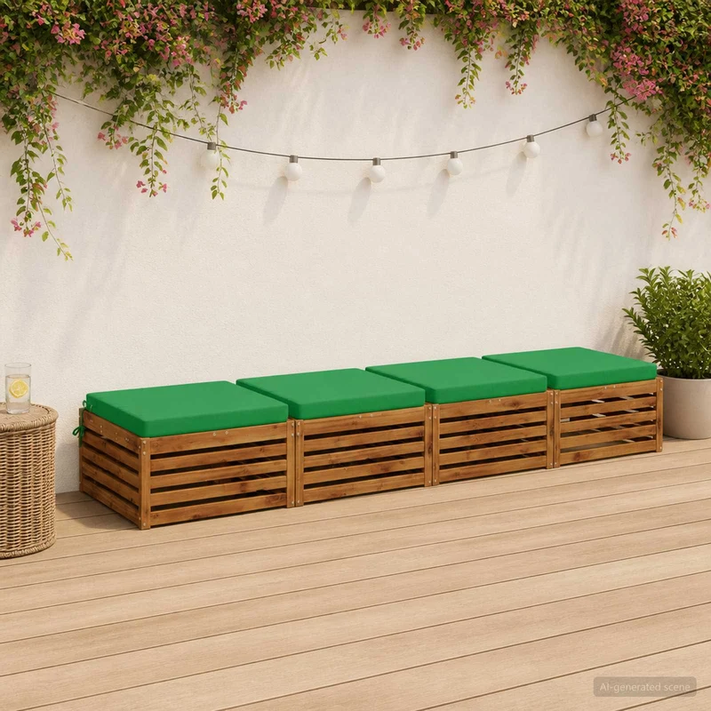 Seat Cushions SOEST 4 pcs 100% Polyester Green 60 x 60 x 7 cm