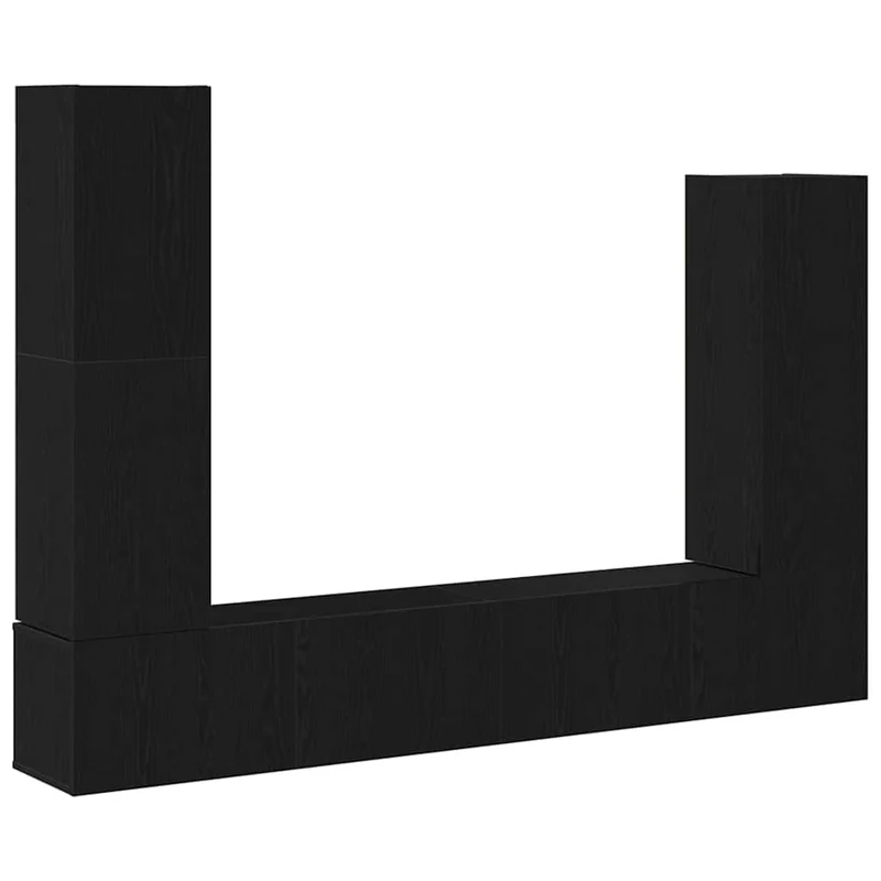 TV Cabinet Set 6 pcs Black Oak Engineered Wood