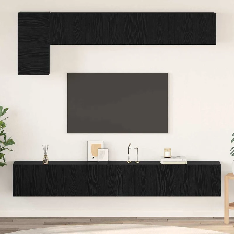 TV Cabinet Set 5 pcs Black Oak Engineered Wood