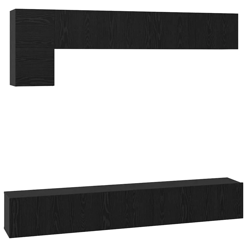 TV Cabinet Set 5 pcs Black Oak Engineered Wood