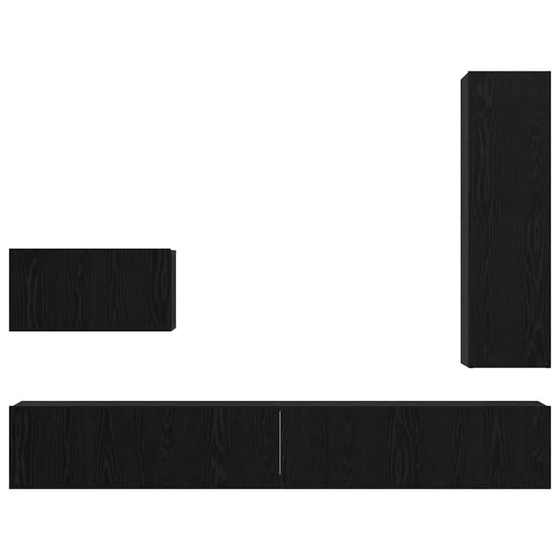 TV Cabinet Set 4 pcs Black Oak Engineered Wood