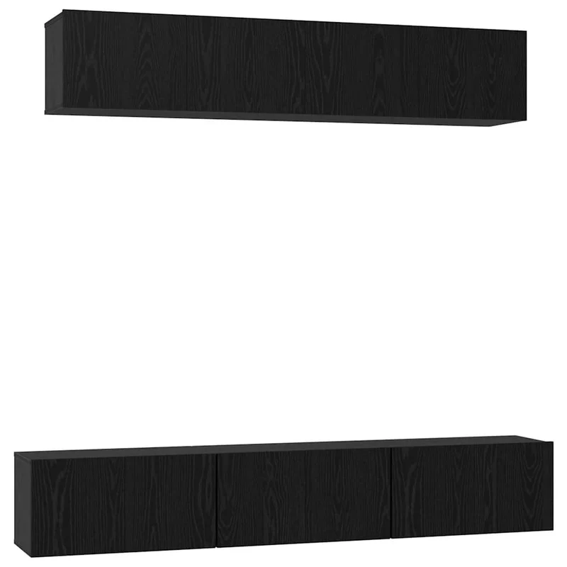 TV Cabinet Set 6 pcs Black Oak Engineered Wood