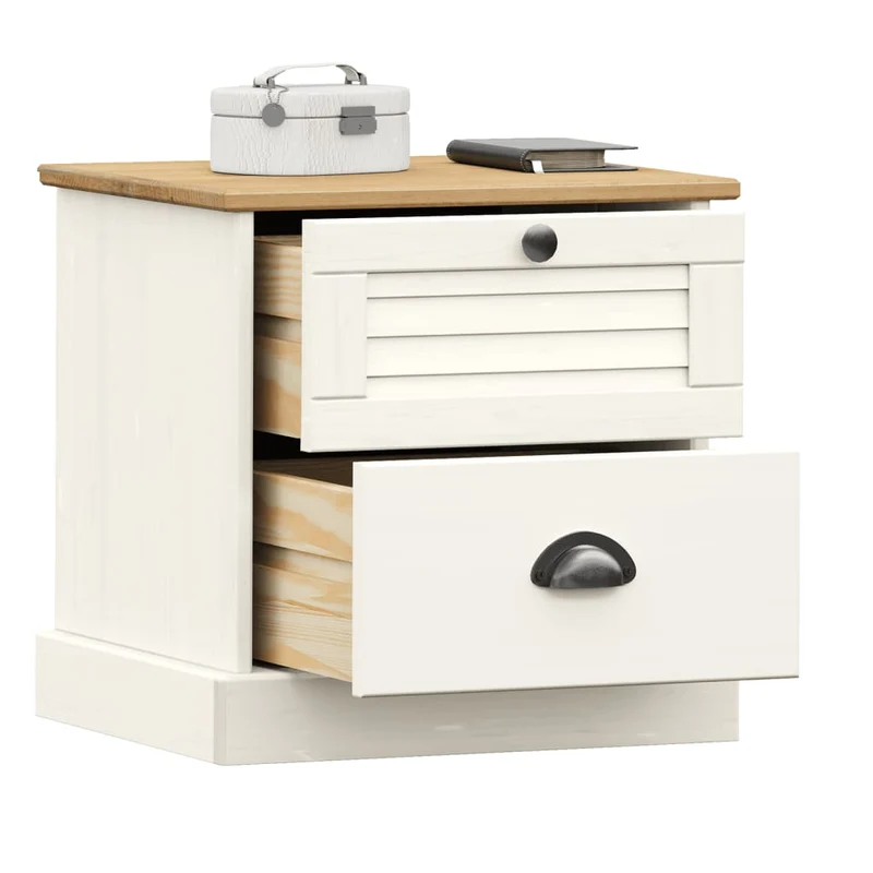 Bedside Cabinet "VIGO" White 42x35x42 cm Solid Wood Pine
