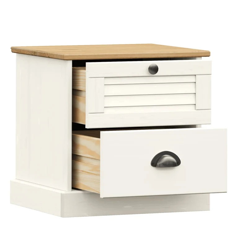 Bedside Cabinet "VIGO" White 42x35x42 cm Solid Wood Pine