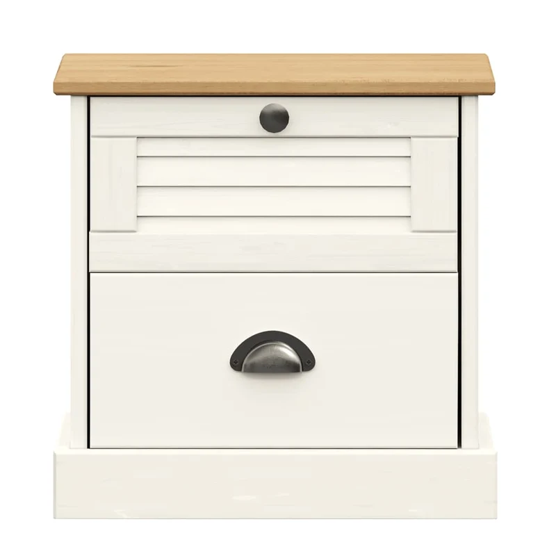 Bedside Cabinet "VIGO" White 42x35x42 cm Solid Wood Pine