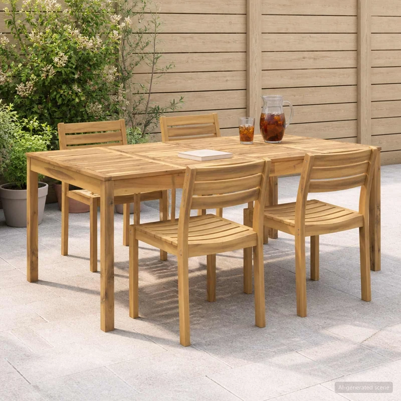 Garden Dinner Table Whitewash 196 x 100.5 x 75 cm