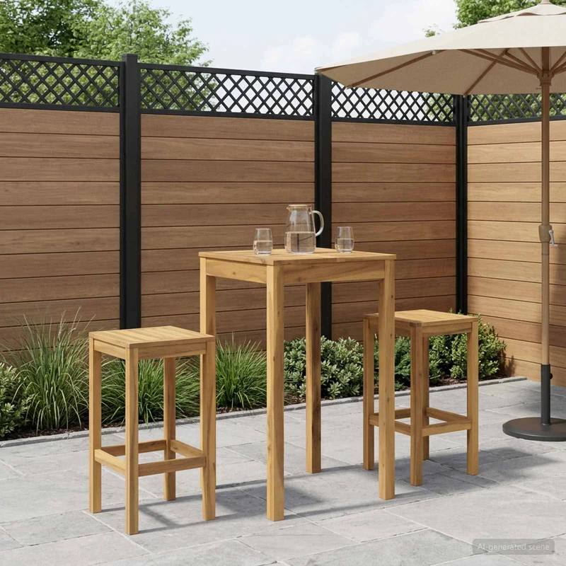 Garden Bar Table Whitewash 60 x 60.5 x 105 cm Solid Acacia Wood