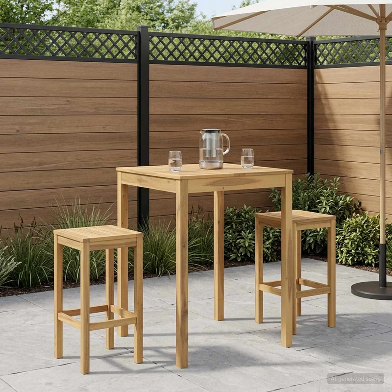 Garden Bar Table Whitewash 80 x 80.5 x 105 cm Solid Acacia Wood