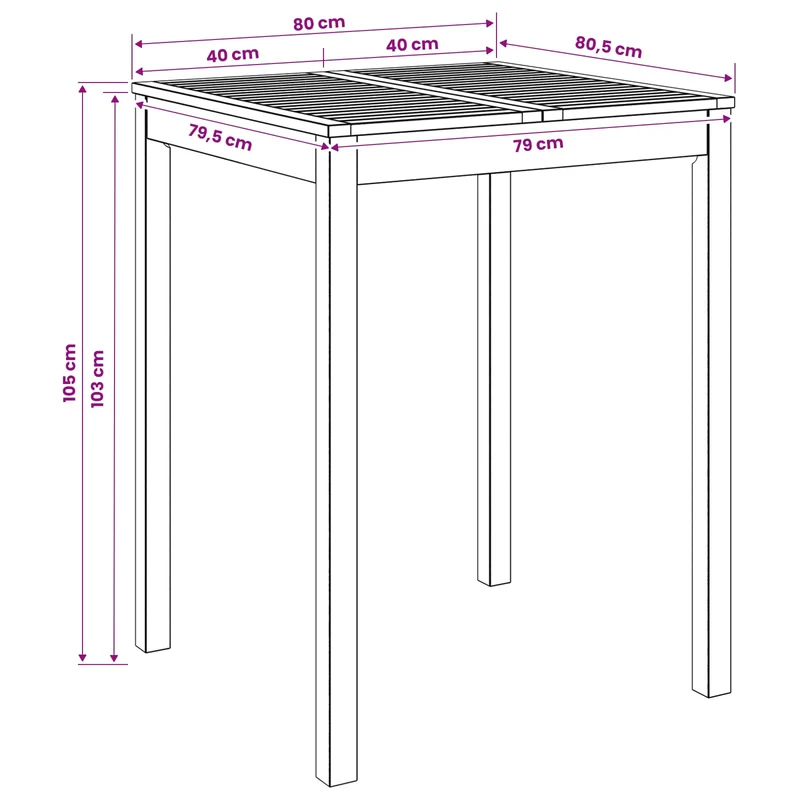 Garden Bar Table Whitewash 80 x 80.5 x 105 cm Solid Acacia Wood