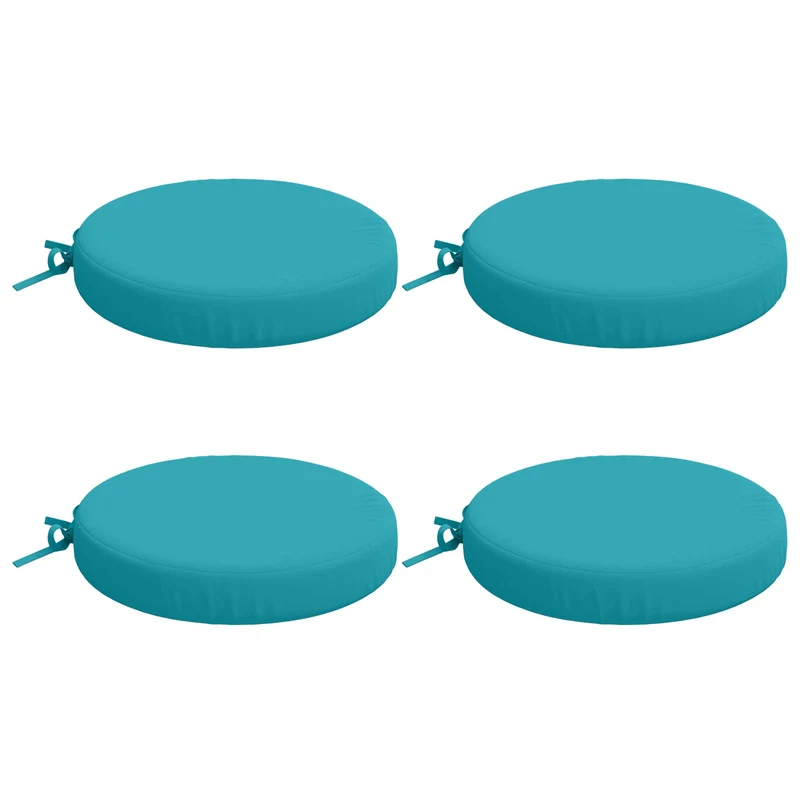 Seat Cushions SOEST 4 pcs 100% Polyester Turquoise Ø 35 x 7 cm