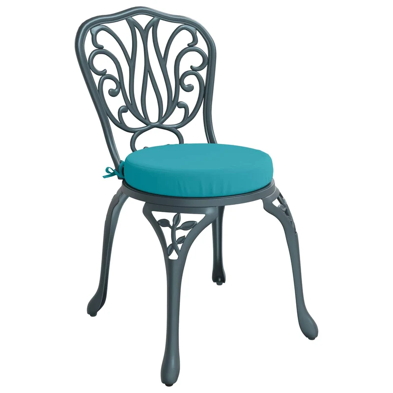 Seat Cushions SOEST 4 pcs 100% Polyester Turquoise Ø 35 x 7 cm