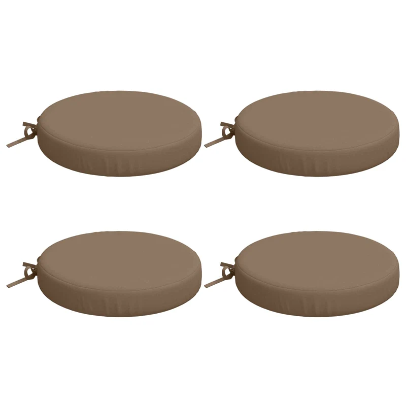 Seat Cushions SOEST 4 pcs 100% Polyester Taupe Ø 40 x 7 cm