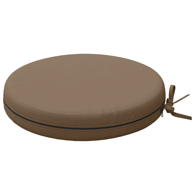 Seat Cushions SOEST 4 pcs 100% Polyester Taupe Ø 40 x 7 cm
