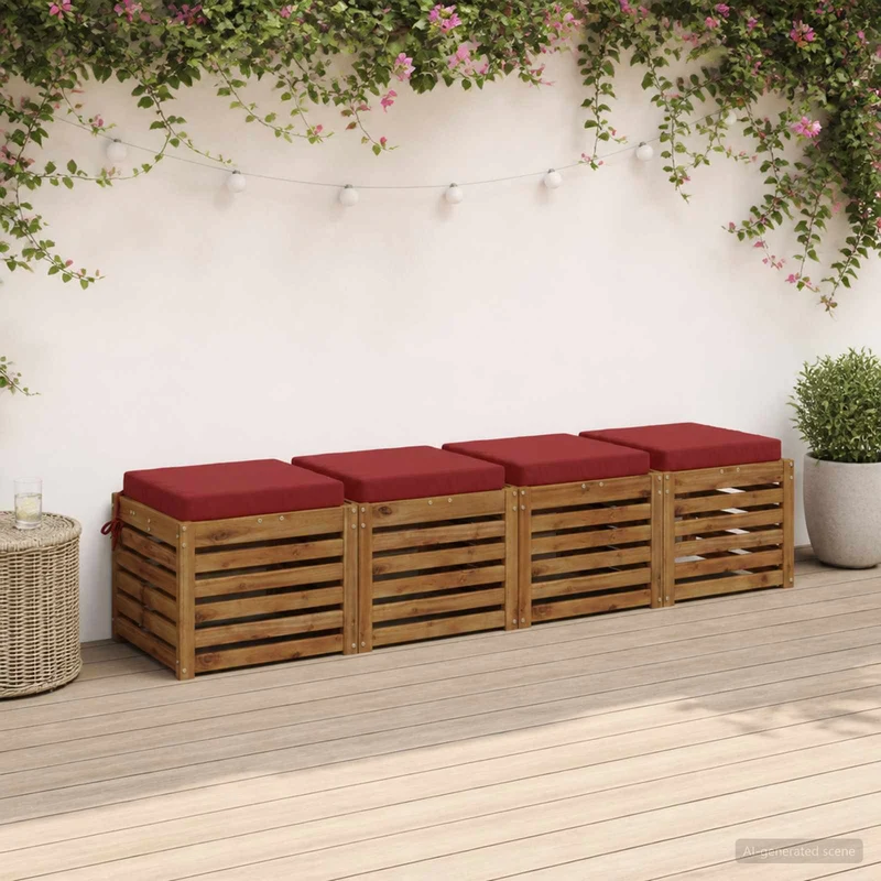 Seat Cushions SOEST 4 pcs 100% Polyester Wine Red