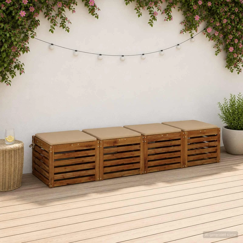 Seat Cushions SOEST 4 pcs 100% Polyester Sand 45 x 45 x 3 cm