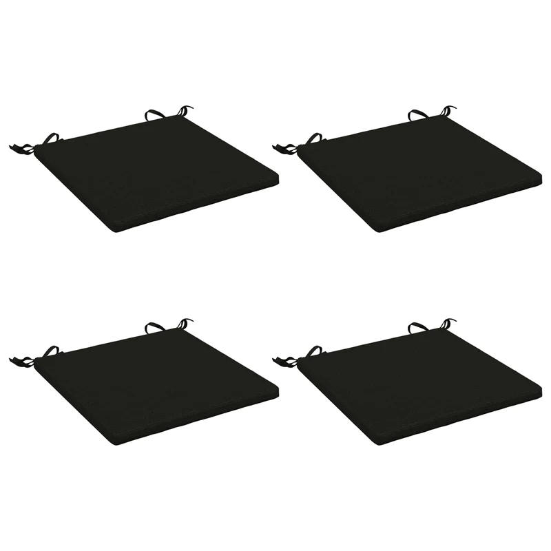 Seat Cushions SOEST 4 pcs 100% Polyester Black 45 x 45 x 3 cm