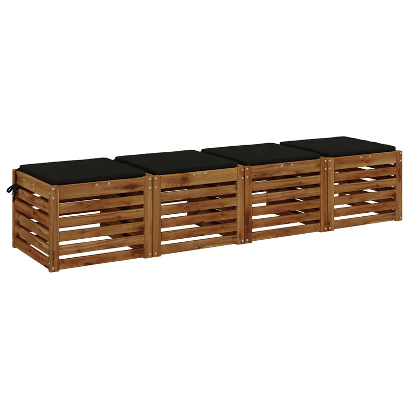 Seat Cushions SOEST 4 pcs 100% Polyester Black 45 x 45 x 3 cm