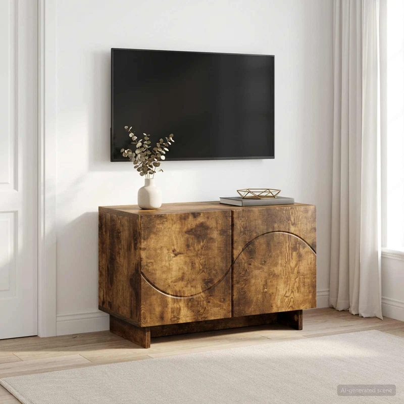 TV Stand 60 x 34.5 x 40 cm Smoked Oak Engineered Wood