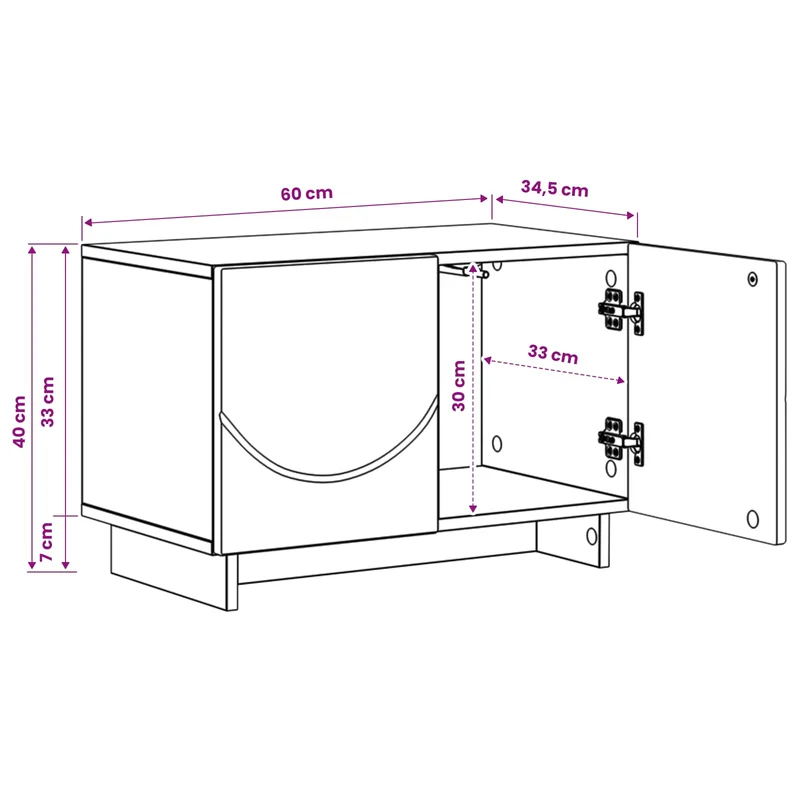 TV Stand 60 x 34.5 x 40 cm Artisan Oak Engineered Wood