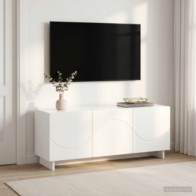 TV Stand 90 x 34.5 x 40 cm High Gloss White Engineered Wood