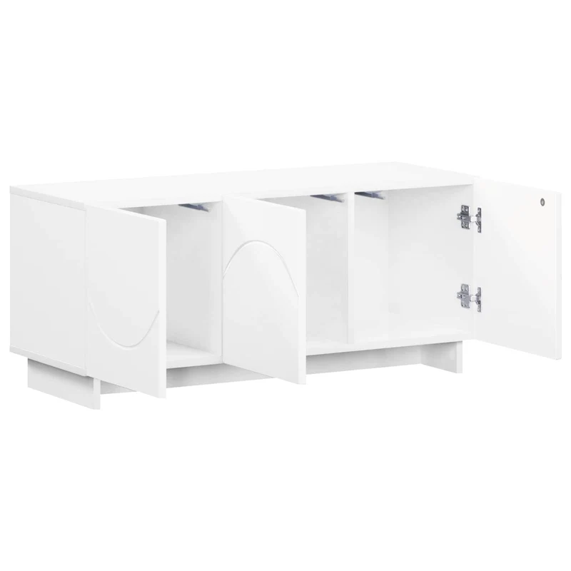 TV Stand 90 x 34.5 x 40 cm High Gloss White Engineered Wood