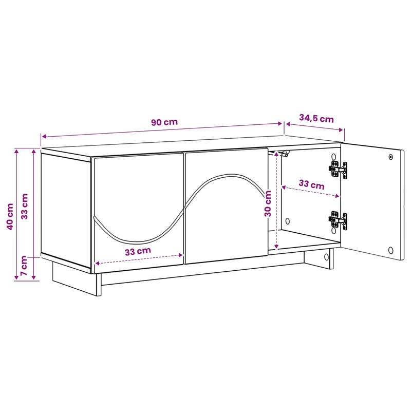 TV Stand 90 x 34.5 x 40 cm Smoked Oak Engineered Wood