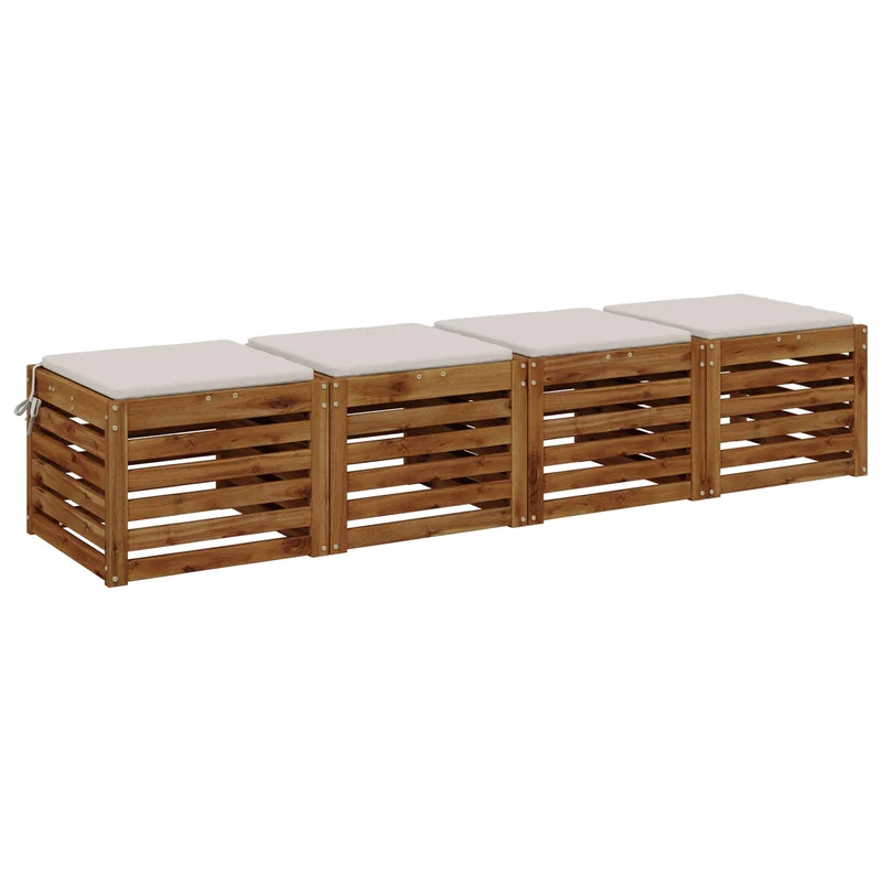 Seat Cushions SOEST 4 pcs 100% Polyester White 50 x 50 x 3 cm
