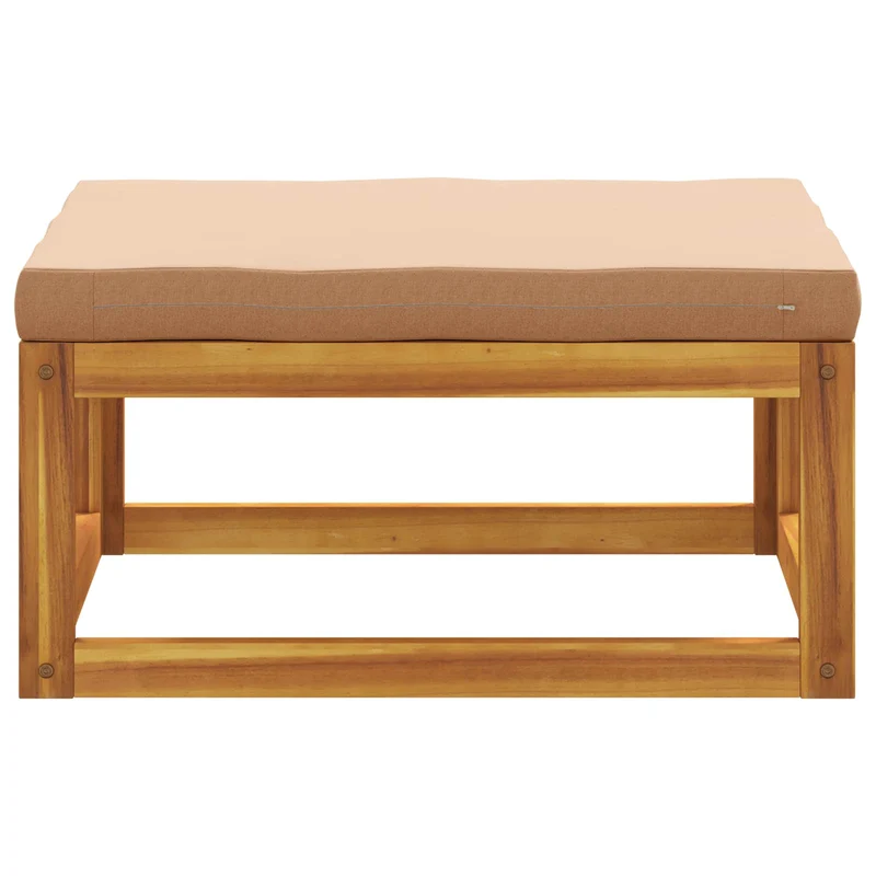 Sectional Footrest with Cushions Solid Acacia Wood Natural