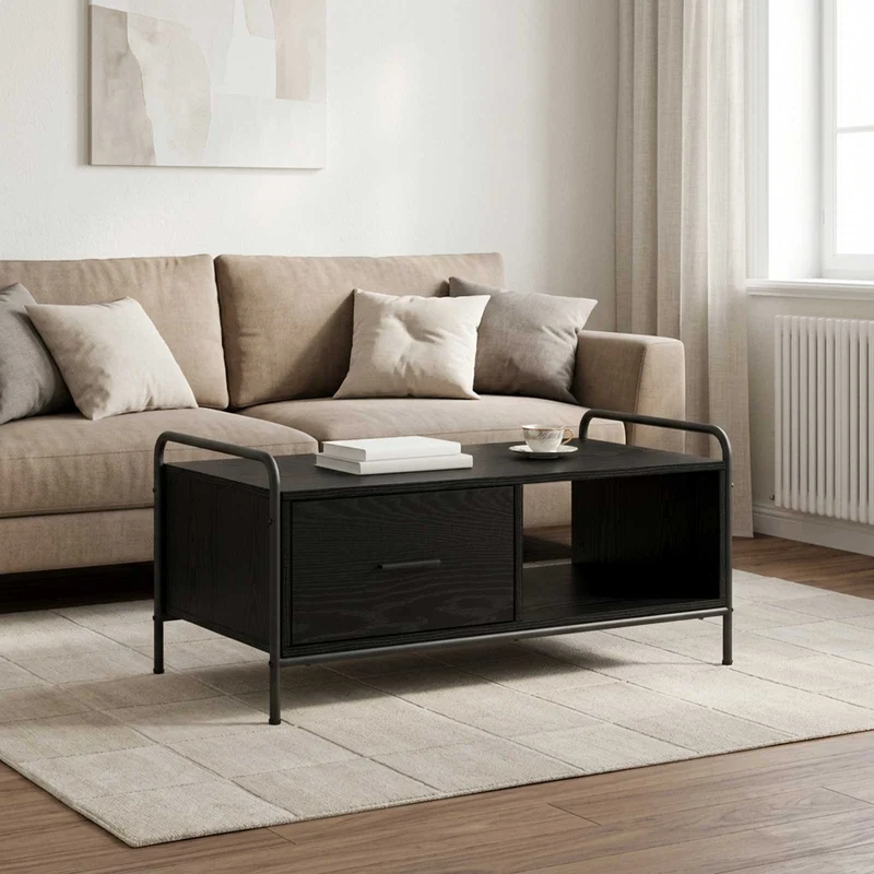 Coffee Table Black Oak 90 x 49 x 41 cm Engineered Wood