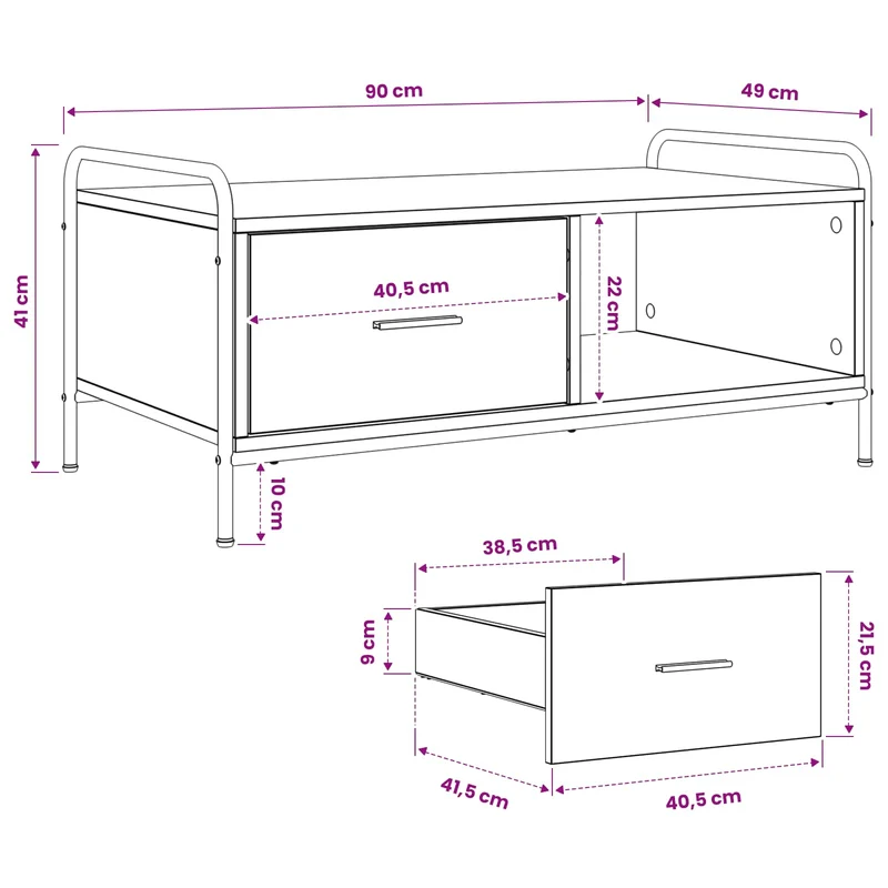 Coffee Table Black Oak 90 x 49 x 41 cm Engineered Wood