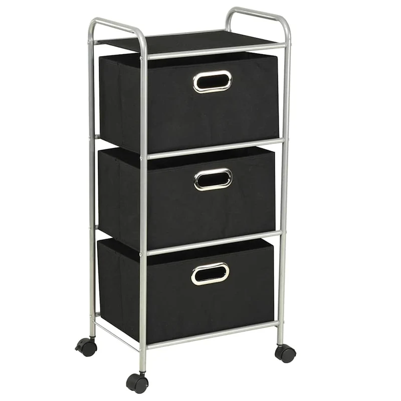 245749 vidaXL Shelving Unit with 3 Storage Boxes Steel and Non-woven Fabric