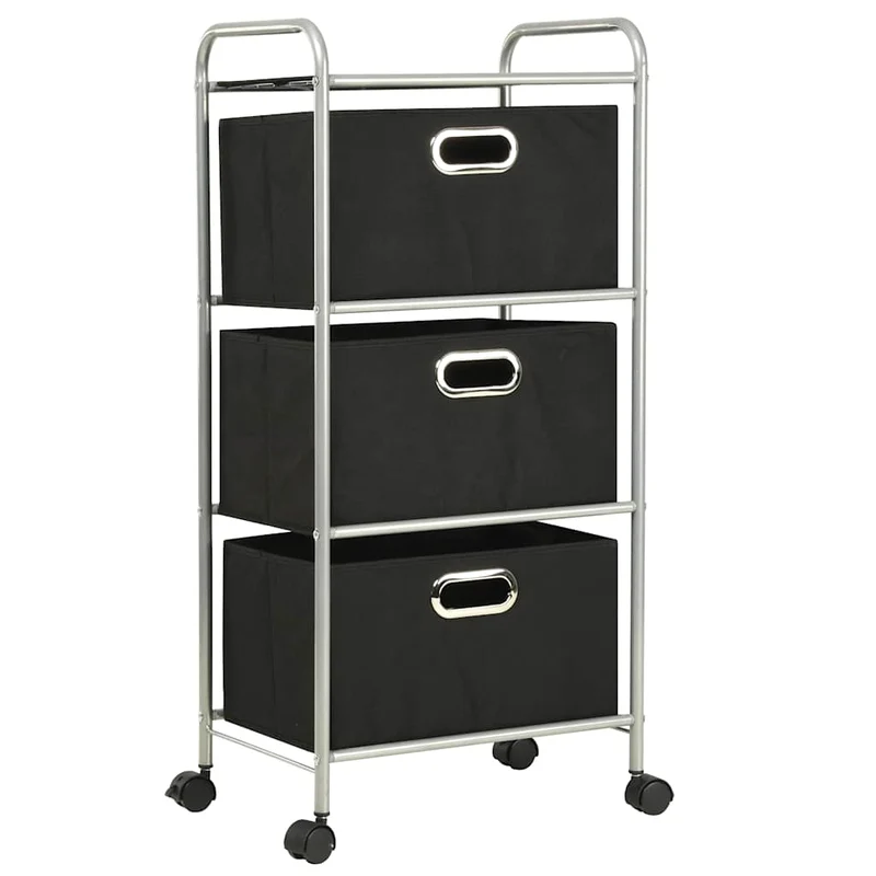 245749 vidaXL Shelving Unit with 3 Storage Boxes Steel and Non-woven Fabric