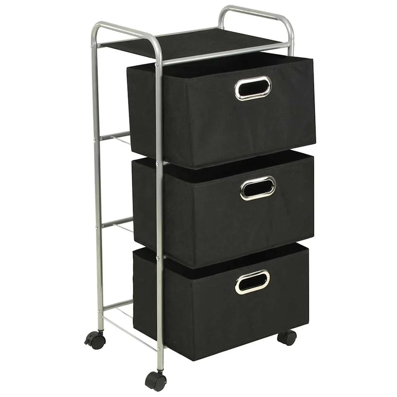 245749 vidaXL Shelving Unit with 3 Storage Boxes Steel and Non-woven Fabric