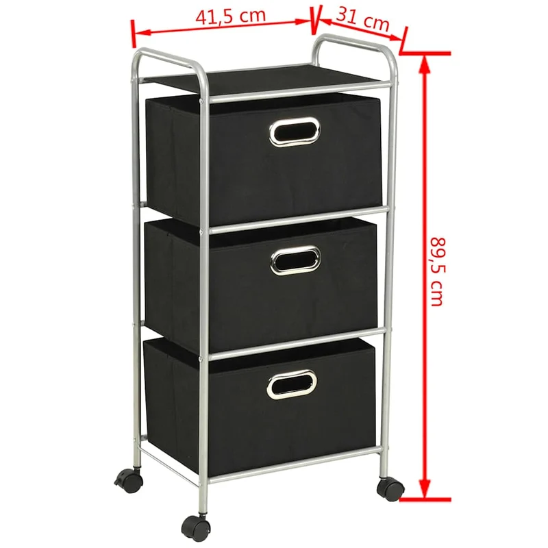 245749 vidaXL Shelving Unit with 3 Storage Boxes Steel and Non-woven Fabric