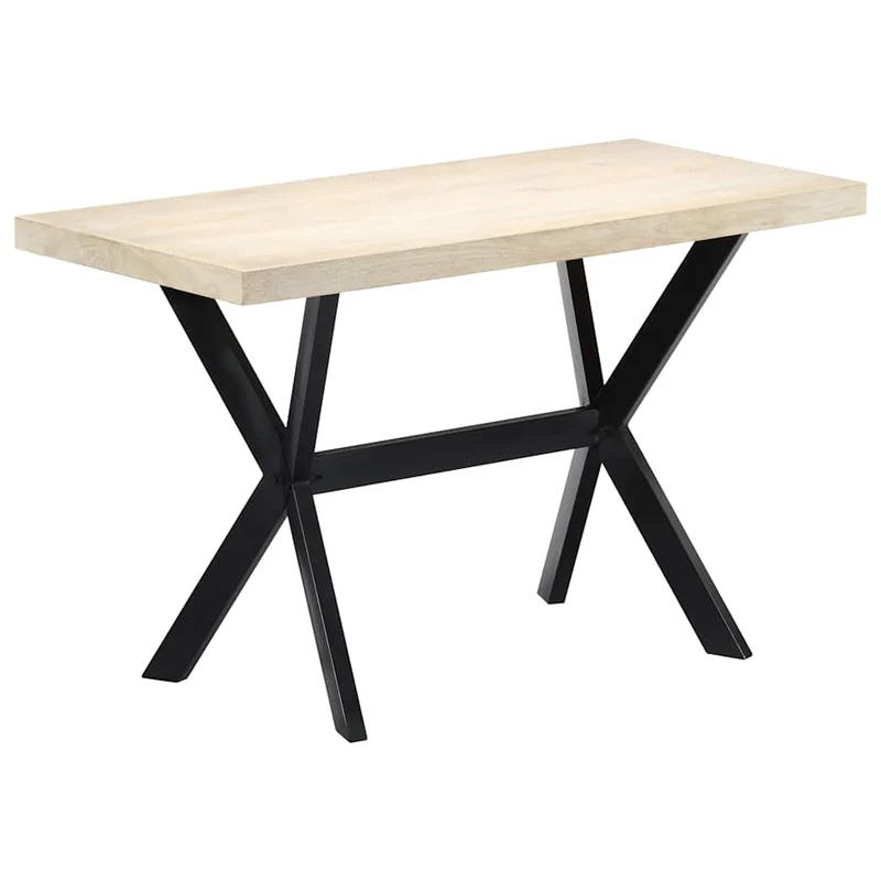 247442 vidaXL Dining Table White 120x60x75 cm Solid Mango Wood